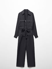 Mango Black Cargo Overalls With Zip - Image 5 of 6