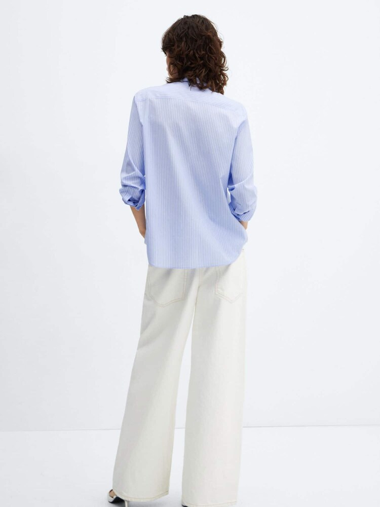 Mango Blue Oversized Cotton Lyocell Blend Shirt - Image 2 of 6