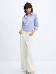 Mango Blue Oversized Cotton Lyocell Blend Shirt - Image 3 of 6