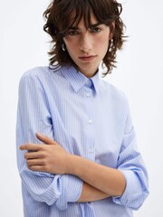 Mango Blue Oversized Cotton Lyocell Blend Shirt - Image 4 of 6