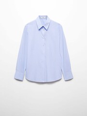 Mango Blue Oversized Cotton Lyocell Blend Shirt - Image 5 of 6