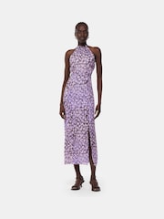 Whistles Purple Floral Metallic Dobby Dress - Image 1 of 5