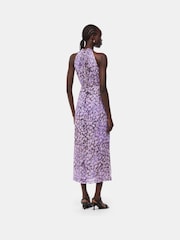 Whistles Purple Floral Metallic Dobby Dress - Image 2 of 5