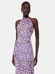 Whistles Purple Floral Metallic Dobby Dress - Image 4 of 5