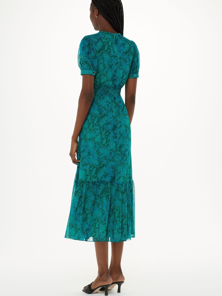 Whistles Blue Diagonal Snake Shirred Dress - Image 2 of 5