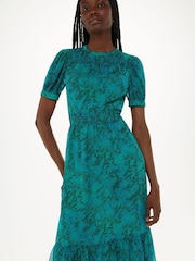Whistles Blue Diagonal Snake Shirred Dress - Image 3 of 5