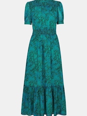 Whistles Blue Diagonal Snake Shirred Dress - Image 5 of 5
