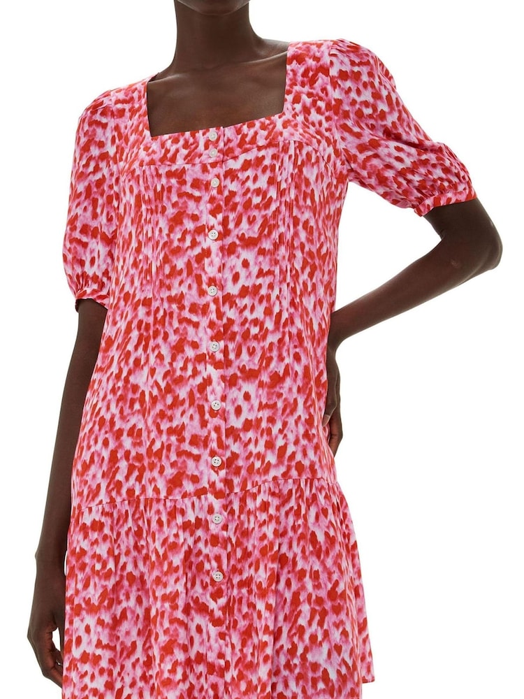 Whistles Pink Blurred Strokes Flippy Dress - Image 1 of 4