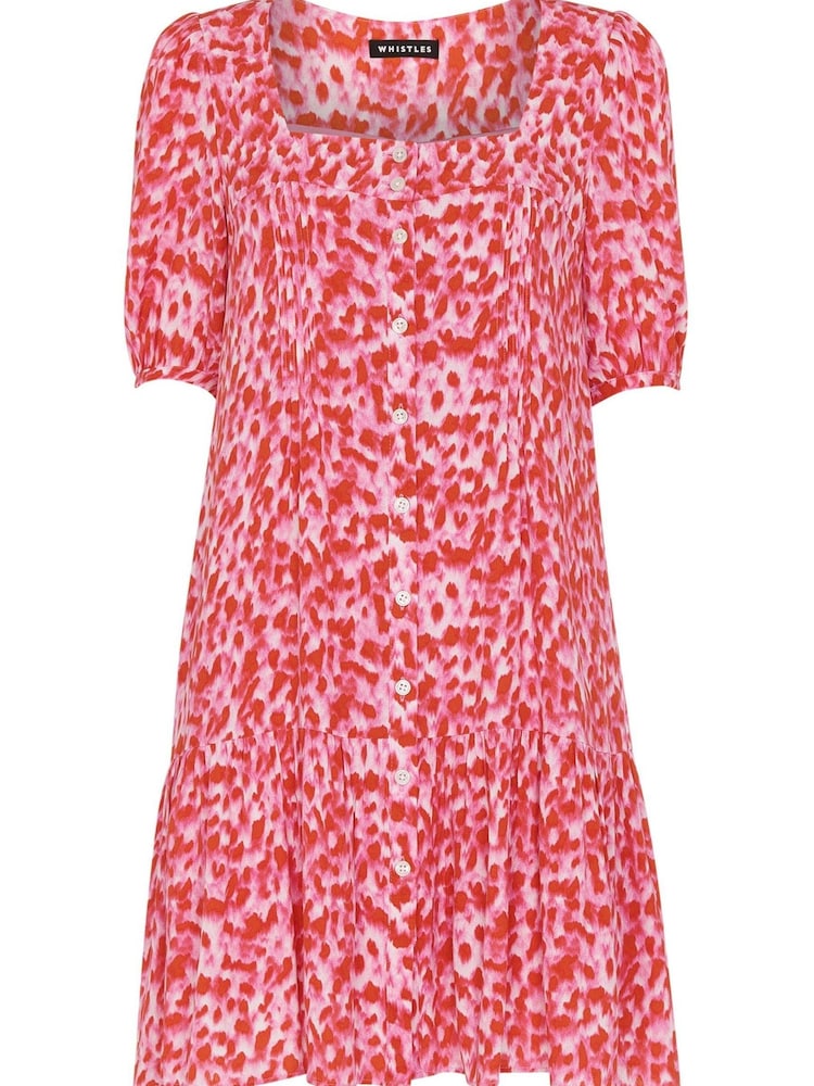 Whistles Pink Blurred Strokes Flippy Dress - Image 4 of 4