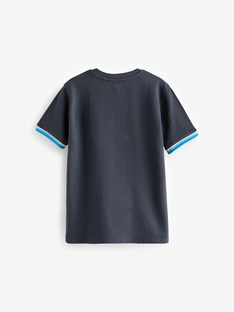 Blue/Black Tipped Short Sleeve T-Shirts 3 Pack (3-16yrs) - Image 2 of 3