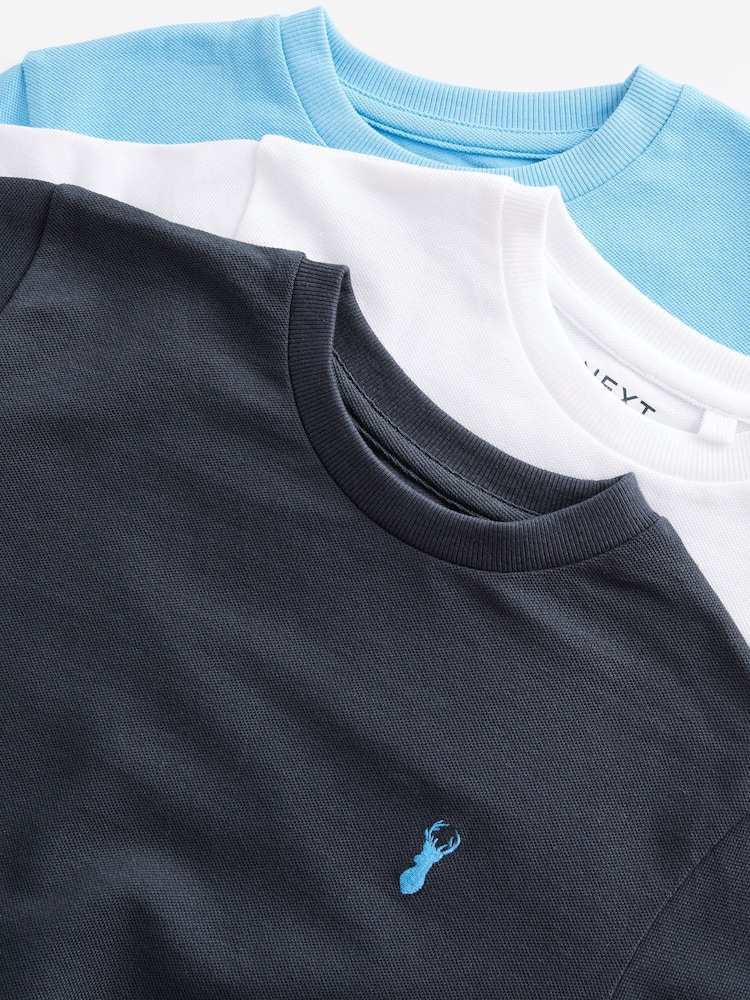 Blue/Black Tipped Short Sleeve T-Shirts 3 Pack (3-16yrs) - Image 3 of 3