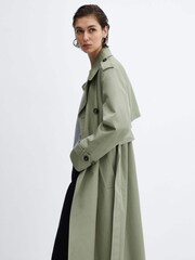 Mango Green Double-Button Trench Coat - Image 4 of 9