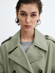 Mango Green Double-Button Trench Coat - Image 5 of 9