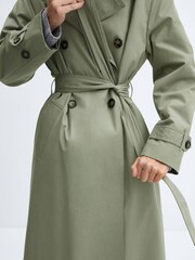 Mango Green Double-Button Trench Coat - Image 6 of 9