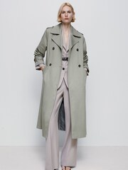 Mango Green Double-Button Trench Coat - Image 7 of 9