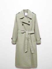 Mango Green Double-Button Trench Coat - Image 8 of 9