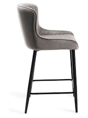 Bentley Designs Set of 2 Grey Cezanne Velvet Fabric Bar Stools - Image 3 of 4