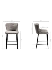 Bentley Designs Set of 2 Grey Cezanne Velvet Fabric Bar Stools - Image 4 of 4