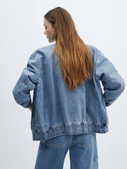 Mango Blue Denim Bomber Jacket - Image 2 of 6