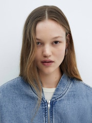 Mango Blue Denim Bomber Jacket - Image 4 of 6