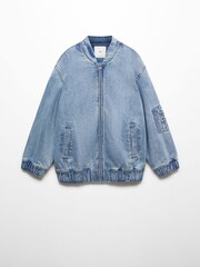 Mango Blue Denim Bomber Jacket - Image 5 of 6
