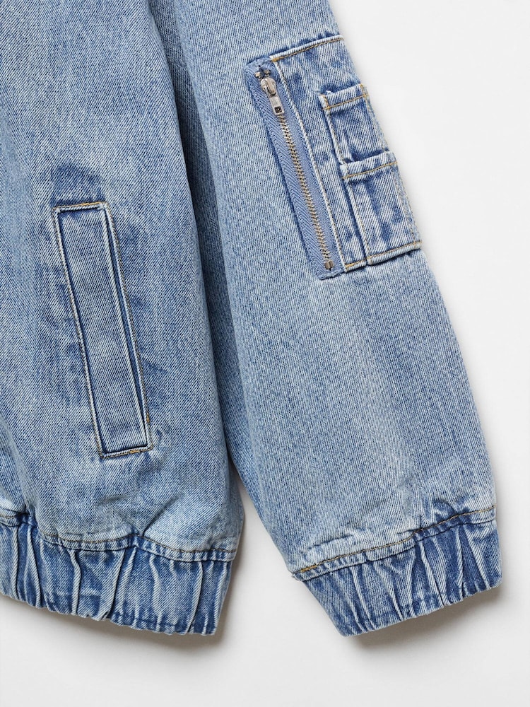 Mango Blue Denim Bomber Jacket - Image 6 of 6