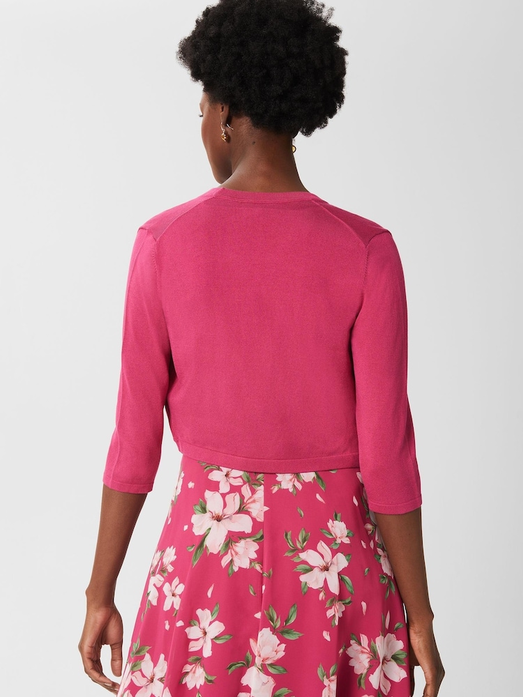 Hobbs Pink Womens Carrie Bolero Cardigan - Image 2 of 4