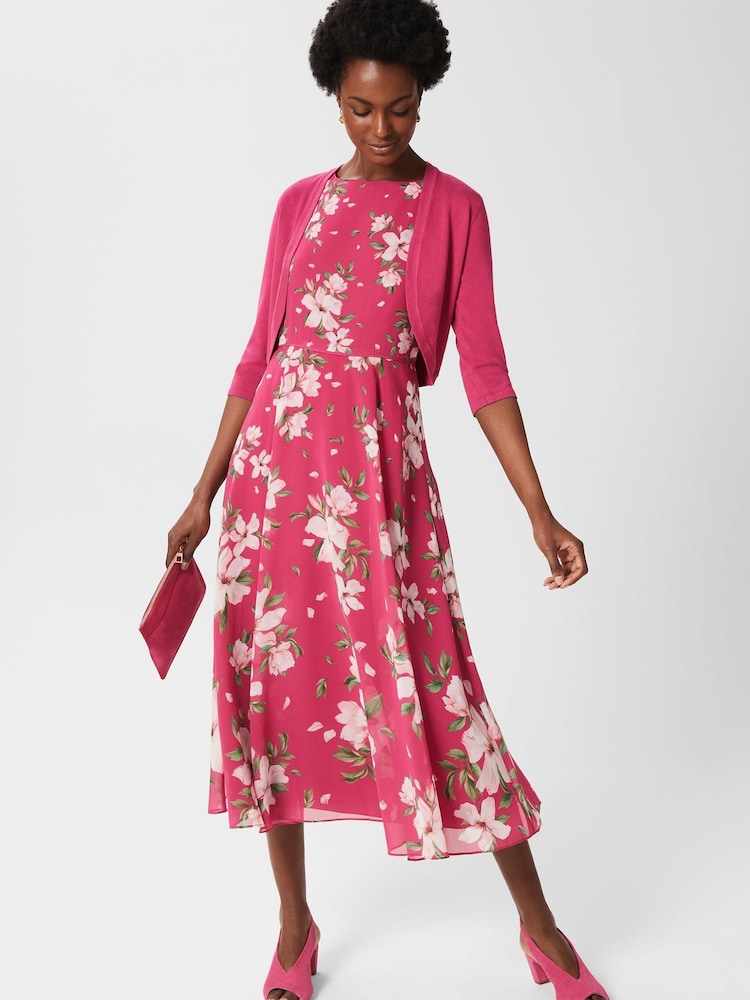 Hobbs Pink Womens Carrie Bolero Cardigan - Image 4 of 4