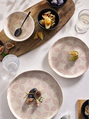 12 Piece Pink Florence Geo Pattern Dinner Set - Image 1 of 6
