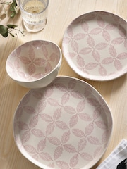 12 Piece Pink Florence Geo Pattern Dinner Set - Image 2 of 6