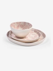 12 Piece Pink Florence Geo Pattern Dinner Set - Image 4 of 6