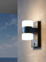 Eglo White Atollari Modern Outdoor Wall Light With Sensor - Image 1 of 4