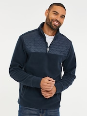 Темно-синий - Threadbare Quarter Zip Quilted Fleece джемпер - Image 1 of 4