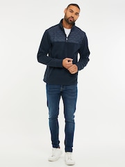 Темно-синий - Threadbare Quarter Zip Quilted Fleece джемпер - Image 3 of 4