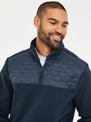 Темно-синий - Threadbare Quarter Zip Quilted Fleece джемпер - Image 4 of 4
