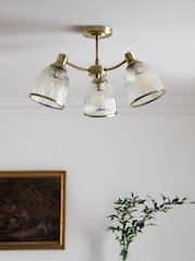 Brass Willow 3 Light Flush Fitting Ceiling Light - Image 2 of 7