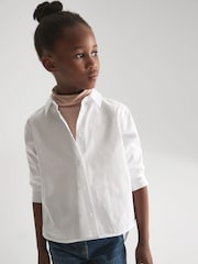Reiss White Jenny Senior Cotton Buttoned Shirt - Image 1 of 7