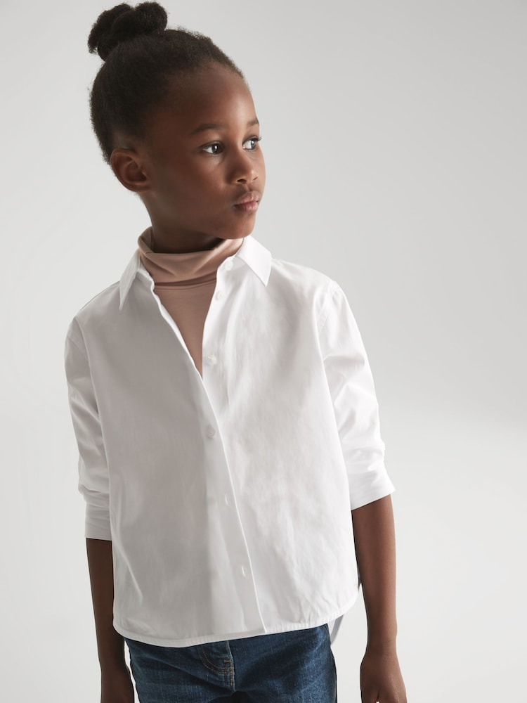 Reiss White Jenny Senior Cotton Buttoned Shirt - Image 1 of 7