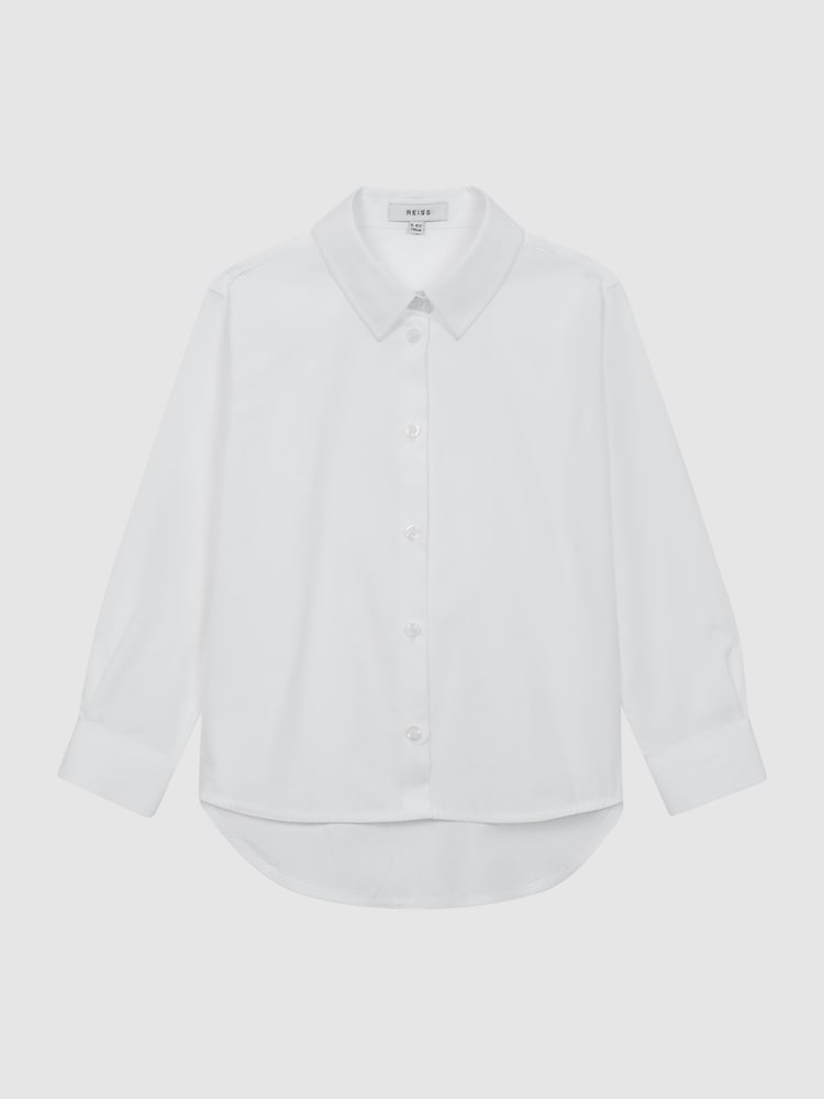Reiss White Jenny Senior Cotton Buttoned Shirt - Image 2 of 7