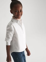 Reiss White Jenny Senior Cotton Buttoned Shirt - Image 4 of 7
