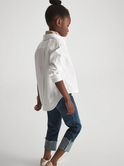 Reiss White Jenny Senior Cotton Buttoned Shirt - Image 6 of 7