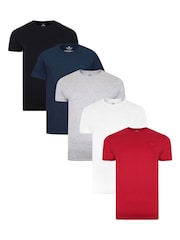 Threadbare Black/Navy/Grey/White/Red Assorted 100% Cotton T-Shirts 5 Pack - Image 1 of 4