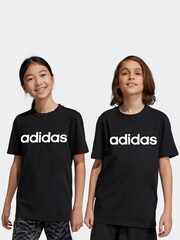 adidas Black Essentials Linear Logo 100% Cotton T-Shirt - Image 1 of 7