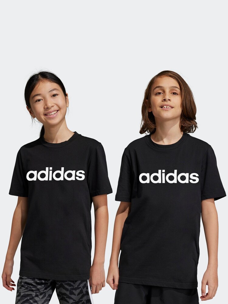 adidas Black Essentials Linear Logo 100% Cotton T-Shirt - Image 1 of 7