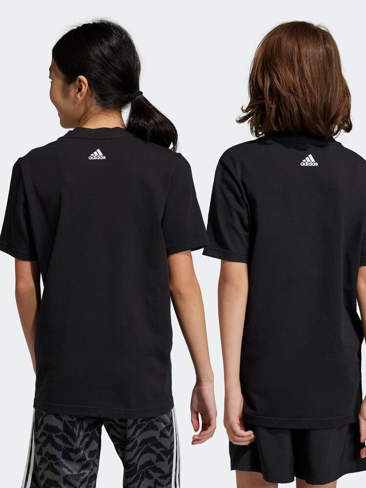 adidas Black Essentials Linear Logo 100% Cotton T-Shirt - Image 2 of 7