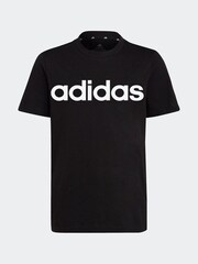 adidas Black Essentials Linear Logo 100% Cotton T-Shirt - Image 3 of 7