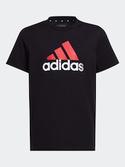 adidas Black/Red Bold Logo 100% Cotton T-Shirt - Image 1 of 6