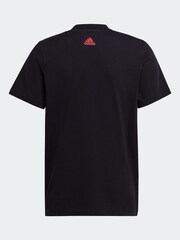 adidas Black/Red Bold Logo 100% Cotton T-Shirt - Image 2 of 6