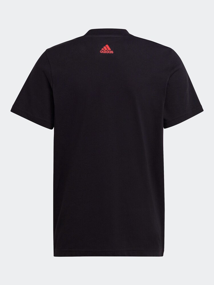 adidas Black/Red Bold Logo 100% Cotton T-Shirt - Image 2 of 6