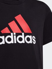 adidas Black/Red Bold Logo 100% Cotton T-Shirt - Image 5 of 6